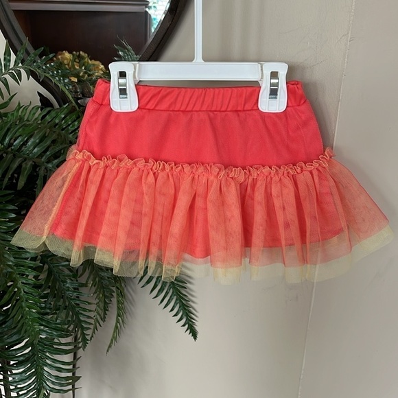 Brand New Little Lass 2-Piece Set Orange & Yellow Floral Mesh Top Ruffle Skirt - Picture 9 of 15